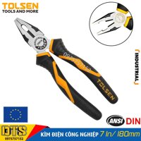 Kìm điện tổ hợp, kìm cắt công nghiệp TOLSEN 7 inch 180mm, thép CR-V cao cấp mạ Niken chống gỉ - Tiêu chuẩn Châu Âu - Kìm điện