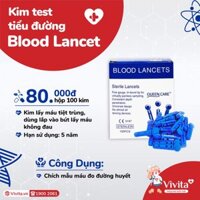 Kim Lấy Máu Test Tiểu Đường Blood Lancet (Tròn 4 cạnh) - Hộp 100 Kim