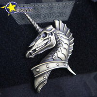 Kim Loại Đầu Lâu Kỳ Lân Chiến Ngựa Velcro Đạo Đức Huy Hiệu Ba Lô Dính Huy Hiệu Nhãn Dán Sáng Tạo Độc Đáo