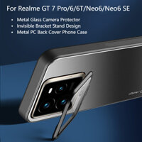 Kim loại sang trọng Kính bảo vệ ống kính máy ảnh Giá đỡ vô hình Vỏ điện thoại cứng cho OPPO Realme GT 7 Pro GT 6 6T Neo6 SE Vỏ chống sốc