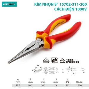 Kìm nhọn chuyên dùng Whirl Power 15702-311-200, 8"