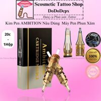 Kim pen AMBITION Nâu ,kim phun xăm máy pen đi nét đi sợi phun môi ổn định đẹp đẽ -1 Hộp 20 chiếc /Scosmetic Tattoo Shop