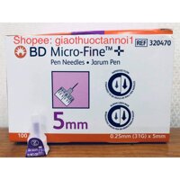 kim tiêm insulin BD Micro fine pen needles 5mm 0.25mm (31G) x 5mm (đầu kim chích tiểu đường phù hợp với tất cả các bút)