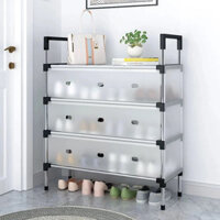 kimcuongshop2023 Kệ Inox 3, 4 Tầng Có Vách Ngăn Chắn Bụi, Giá Inox Để Giày Dép Có Nắp Đậy, Tủ Giày Thế Hệ Mới
