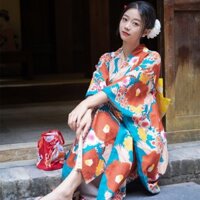 Kimono Đỏ Cách Tân In Hình Hoa Anh Đào Nhật Bản Hàng Mới Dành Cho Bạn Nữ Mặc Khi Đi Du Lịch Chụp Ảnh