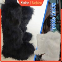 Kin Fuzzy Lông Thú Giả Chân Ấm Lông Thú Giày Cao Gót Giày Cao Gót Còng Bao Một Cặp Carnivals Boot Cover JK Đồng Phục