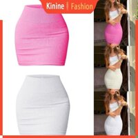 Kin Nữ Cơ Bản Màu Trơn Co Giãn Gân Đan Bút Chì Váy Mini Dạo Phố