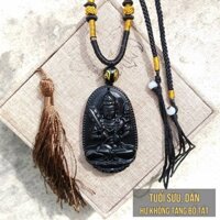 KIN Phật Bản Mệnh Hư Không Tạng Bồ Tát Hộ Mệnh Tuổi Sửu, Dần Đá Obsidian Màu Đen KIN178