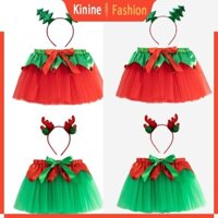 Kin Trang Phục Giáng Sinh Nơ Váy Tutu Với Băng Đô Giáng Sinh 2 Bộ Quần Áo Giáng Sinh