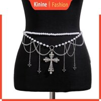 Kin Tua Rua Đeo Chéo Ngọc Trai Nhân Tạo Eo Dây Xích Bụng Lustrous Cho Nữ Bé Gái Steampunk Eo Trang Trí Nữ Accesso