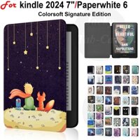 Kindle 7 "2024 Vỏ bảo vệ sách điện tử cho Paperwhite 6 Gen12 Giấy trắng Chữ ký Phiên bản thế hệ thứ 12 Colorsoft SA568B SA569P SA568P Vỏ lật cứng họa tiết đầy màu sắc