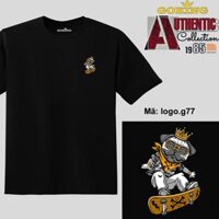 King Dog, mã logo-g77. Áo thun nam nữ in logo đẹp. Áo phông GOKING cho cặp đôi, gia đình, đội nhóm, đồng phục công ty - Đen, vải 100 cotton - L