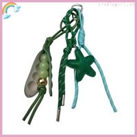 King Handmade Pea Mặt Dây Chuyền Móc Khóa Handmade Da Xanh Ngôi Sao Bện Dây Móc Khóa