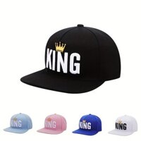 King Thêu Mũ Bóng Chày Unisex Đường Phố Ngoài Trời Hip Hop Mũ Có Thể Điều Chỉnh Kích Thước Mũ Vành Phẳng