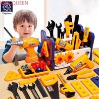 Kingqueen 40 / 56 / 58 Bộ dụng cụ giả vờ, có tuốc nơ vít chơi vít Bộ công cụ sửa chữa trẻ em, Quà tặng máy khoan điện Hộp công cụ sửa chữa xây dựng bằng nhựa cho bé trai bé gái