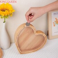 Kingqueen Gỗ Heo Đất, Hộp Đựng Đồng Xu Bền Đẹp Không Thể Phá Vỡ, Mới Lạ Trong Suốt Dung Tích Lớn Hình Trái Tim Lưu Trữ Tiền Bình Trang Trí