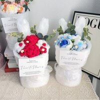 Kingqueen Hoàn Thành Móc Hoa, Dệt Kim Hình Tai Thỏ Sang Trọng Dệt Kim Bó Hoa, Màu Trơn Thỏ Hoạt Hình Sáng Tạo Vải Hoa Hồng Bọc Hoa Tốt Nghiệp