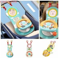 Kingqueen Mô Phỏng Vô Lăng Đồ Chơi Ghế Ô Tô, Với Ánh Sáng 360 Độ Mô Phỏng Vô Lăng Âm Nhạc Đồ Chơi, Vô Lăng Di Động Có Gương Đồ Chơi Vô Lăng Cho Bé