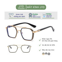 Kính 0 độ khung đa giác gọng kim loại tròng kính chống ánh sáng xanh bảo vệ mắt thời trang HYN1018