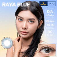 Kính áp tròng 1 tháng màu RAYA BLUE, lens màu xanh dương có độ làm to mắt một cách tự nhiên - Lens Optic HN (1 Chiếc)