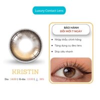 Kính áp tròng cận nâu bóng Kristin Brown LUXURY, Lens giãn tròng 14.0 dùng 6 tháng cho mắt nhạy cảm
