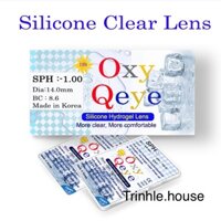 Kính áp tròng không màu 3 tháng Sillicon clear Lens dùng đến 12H Qeye Hàn Quốc cận 1 đến 10.00 độ