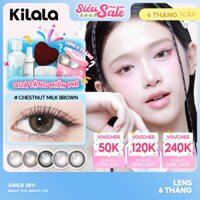 Kính áp tròng Kilala màu nâu Chestnut Milk Brown/White Peach Brown /Sesame Black DIA lens cận 6 tháng có độ (0-7)