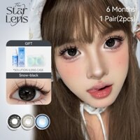 Kính áp tròng màu mềm STARLENS lens 6 tháng 2 chiếc Độ cận 0-8.0 Màu đen 14.2-14.5