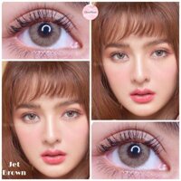 Kính áp tròng NÂU KHÓI Jet brown lens trơn viền tia nhẹ cận 0-6 độ giá 1 đôi