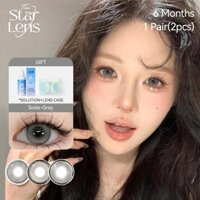 Kính áp tròng, Starlens lens Màu nâu xám, Mềm mại, 6 tháng sử dụng, Kích thước ống kính 14.2-14.5 Phân loại 2 chiếc Mắt búp bê Bộ mắt to