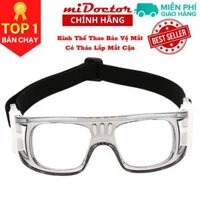 Kính Bảo Vệ Chơi Thể Thao, Bóng Rổ, Bóng Đá Chống Sương Mù, Mồ Hôi Cao Cấp - Có Thể Lắp Mắt Kính Cận - Hãng miDoctor - Màu Xám