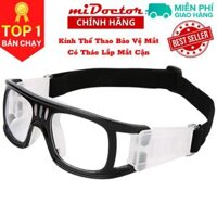 Kính Bảo Vệ Chơi Thể Thao, Bóng Rổ, Bóng Đá Chống Sương Mù, Mồ Hôi Cao Cấp - Có Thể Lắp Mắt Kính Cận - Hãng miDoctor - Màu Đen