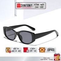 Kính bầu dục y2k nam nữ SANTONY gọng nhựa đen mix trắng tròng râm chống uv400
