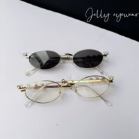 Kính Bayonetta kim loại đính đá GM Dheygere siêu dày dặn,Kính râm form nhỏ xinh viền hạt đá cao cấp Y2K