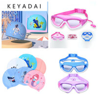 Kính Bơi Chống Tia UV Chống Sương Mù Tầm Nhìn Rộng Có Nút Bịt Tai Cho Bé 3-14 Tuổi