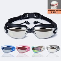 Kính Bơi Chuyên Nghiệp Kèm Kẹp Mũi Bằng Silicone Chống Thấm Nước Dành Cho Nam Và Nữ