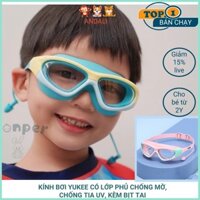 Kính bơi trẻ em yukee cao cấp có lớp phủ chống mờ và chống tia UV, kèm bịt tai cho bé