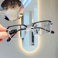 kính cận có độ，Kính cận thị (0 ~ 6.0) kính nam vuông kim loại chống-ánh sáng xanh gọng kính thời trang hàn quốc gọng nhỏ kính cận thị trung