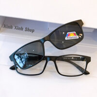 Kính cận râm 2 tròng 2in1 Mắt vuông nhỏ cao cấp