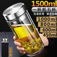 Kính cường lực lớn chịu nhiệt 2 lớp trà nam nhà trà di động ngoài trời xe du lịch nước bình lock and lock 1l bình nhựa đựng nước