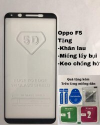 Kính cường lực Oppo F5 (Đen)Tặng miếng lau ướt và khôkeo dán hở méplấy bụi