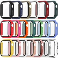 Kính cường lực + Vỏ cho Apple Watch Case 45mm 41mm 44mm 40mm 42mm Bảo vệ màn hình Phụ kiện Apple Watch serie 9 4 5 6 SE 7 8
