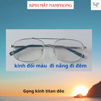 Kính đổi màu tròng thủy tinh  đi nắng đi đêm [gọng dẻo nikon]