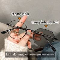 【Kính đổi màu】Tròng kính chống bức xạ kính đổi màu thời trang kính cận thị chống ánh sáng xanh cho nam và nữ BS130