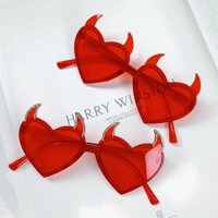 Kính dự tiệc trái tim đào Thời trang Trái tim tình yêu Kính râm kim cương Kính trang trí Kính râm sừng quỷ