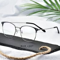 Kính Giả Cận, Gọng Kính Cận Nam Nữ Mắt Mèo Phối Màu Đen, Bạc, Vàng Không Độ Hàn Quốc - BLUE LIGHT SHOP - Đen Bạc