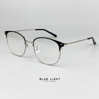 Kính Giả Cận, Gọng Kính Cận Nam Nữ Mắt Mèo Phối Màu Đen, Bạc, Vàng Không Độ Hàn Quốc - BLUE LIGHT SHOP - Đen Bạc