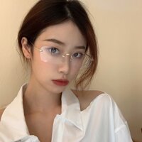 Kính giả cận, Gọng kính không viền chữ nhật 9320 cầu mắt vuông hot tiktok, chống ánh sáng xanh, UV400  Jolie eyewear