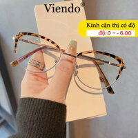 Kính Giả Cận Nữ VIENDO Gọng Kính Mắt Kim Loại Chống Ánh Sáng Xanh Tia UV Đổi Màu Khi Ra Nắng -1.0/-2.0/-3.0/-4.0/-5.0/-6.0