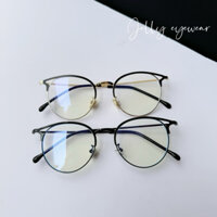 Kính giả cận tai mèo gọng kim loại dáng bầu trendy, tròng UV400 bảo vệ mắt Jelly